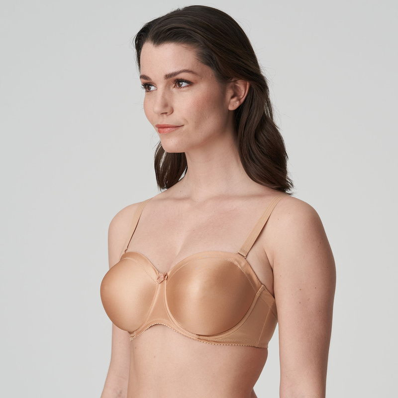 Satin Strapless Beha in het Cognac