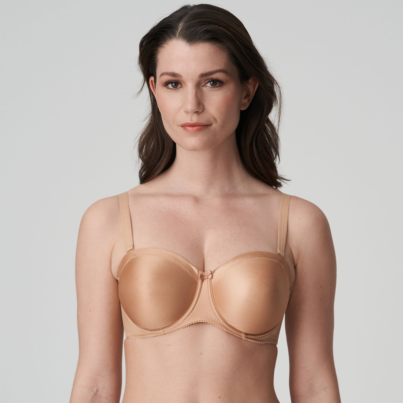 Satin Strapless Beha in het Cognac
