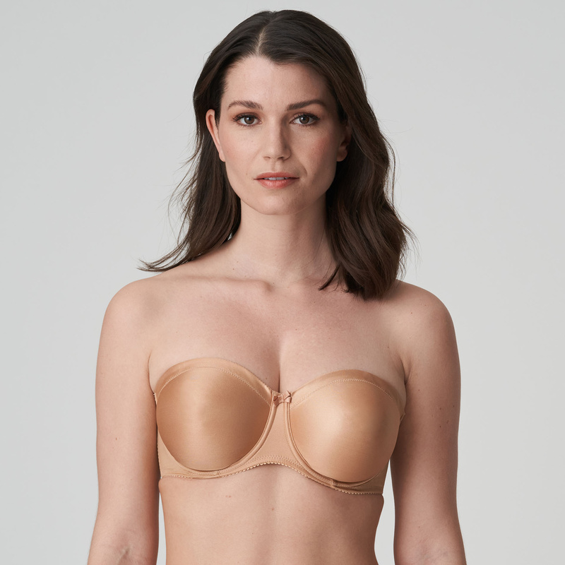 Satin Strapless Beha in het Cognac