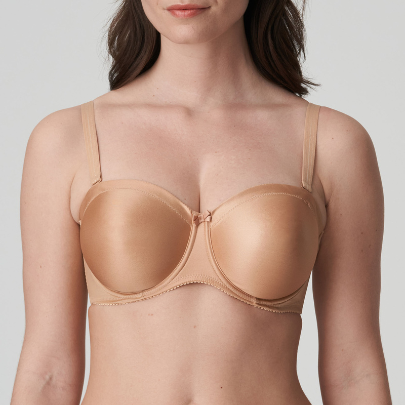 Satin Strapless Beha in het Cognac