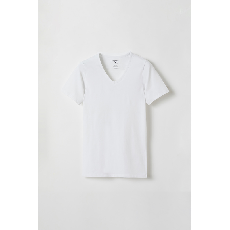 T-shirt V-hals Wit in het Wit