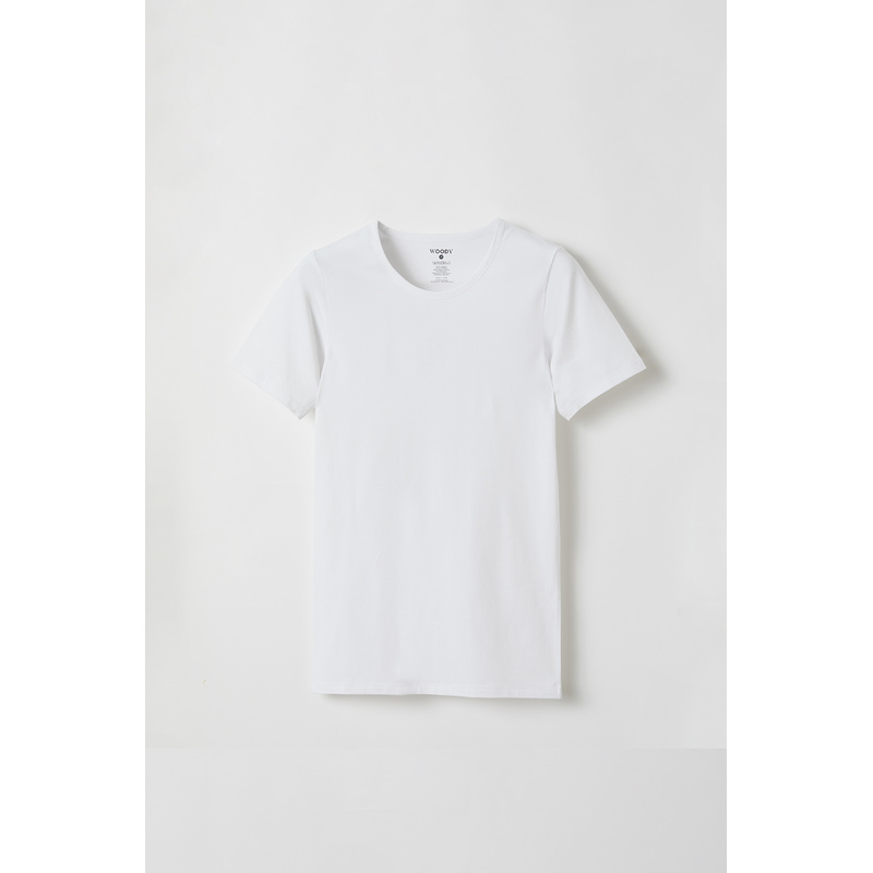 T-shirt Ronde Hals Wit in het Wit
