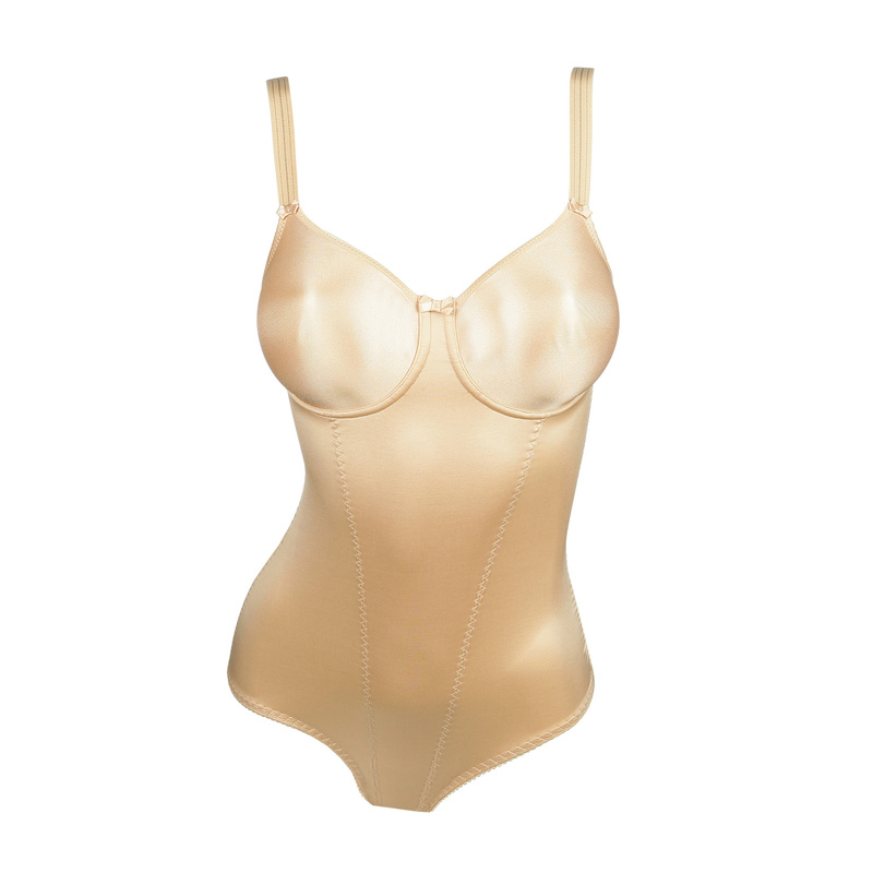 Satin Corrigerende Body Met Beugel in het Cognac