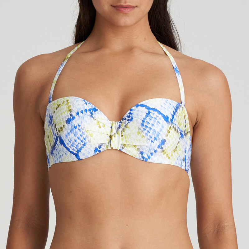 Voorgevormde Strapless Bikinitop in het Lime snake