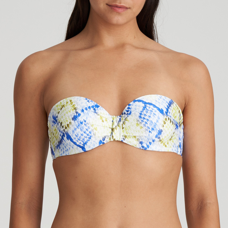 Voorgevormde Strapless Bikinitop in het Lime snake