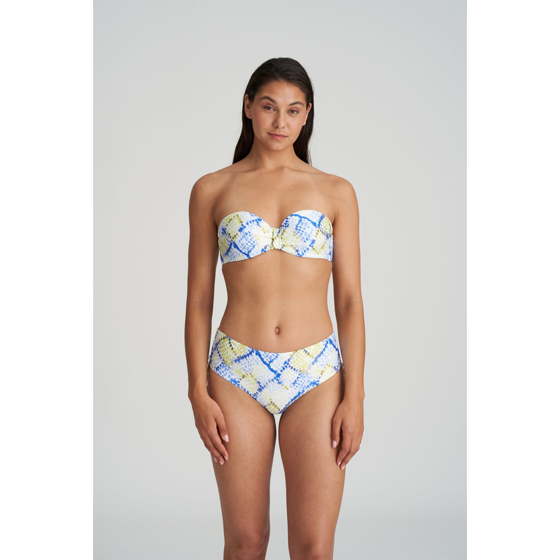 Voorgevormde Strapless Bikinitop in het Lime snake