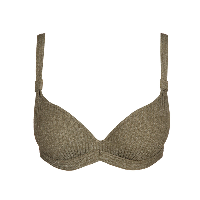 Voorgevormde Plunge Bikinitop en Golden olive