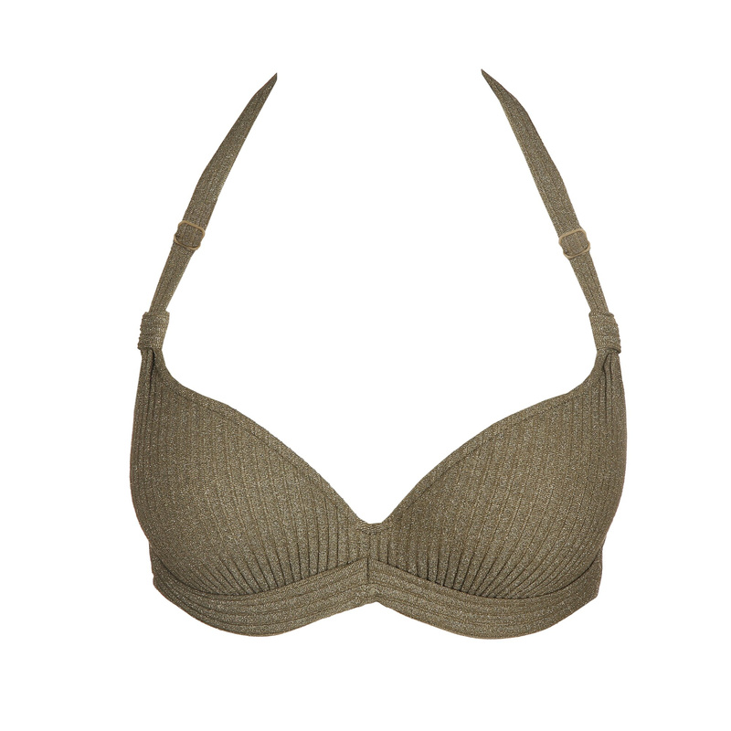 Voorgevormde Plunge Bikinitop in het Golden olive