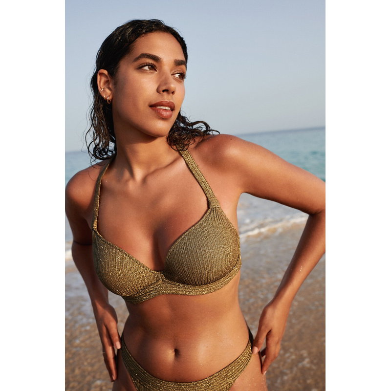 Voorgevormde Plunge Bikinitop in het Golden olive