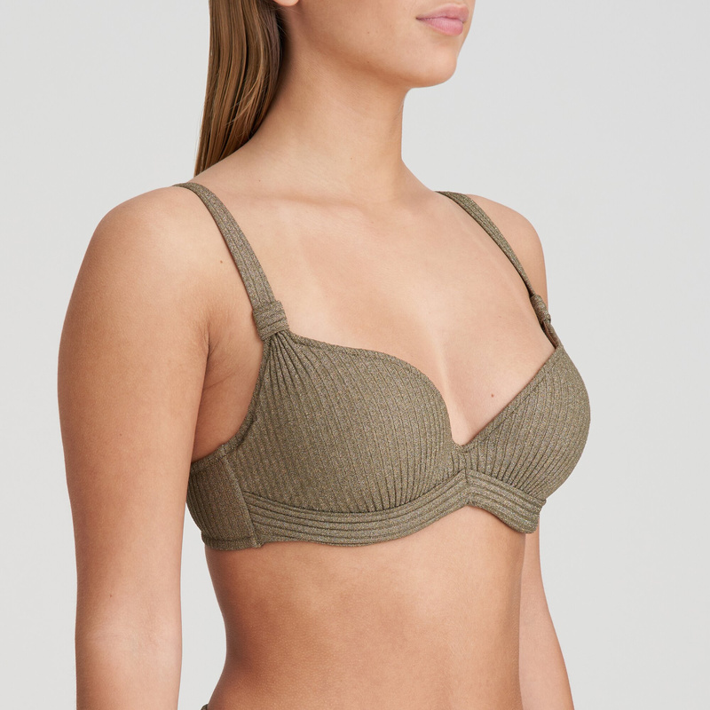 Voorgevormde Plunge Bikinitop in het Golden olive