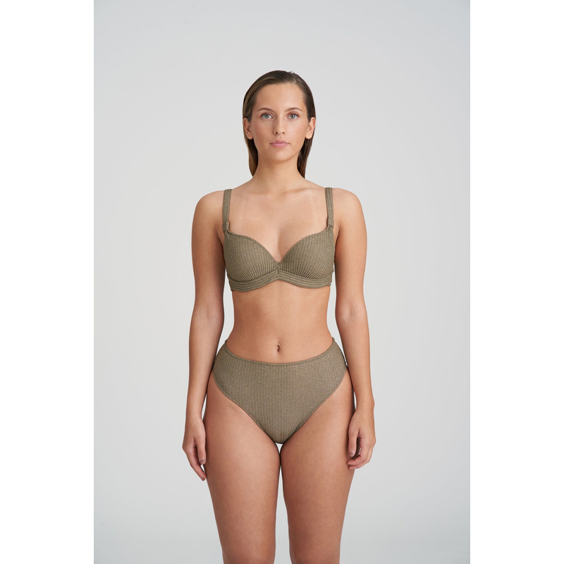 Voorgevormde Plunge Bikinitop in het Golden olive