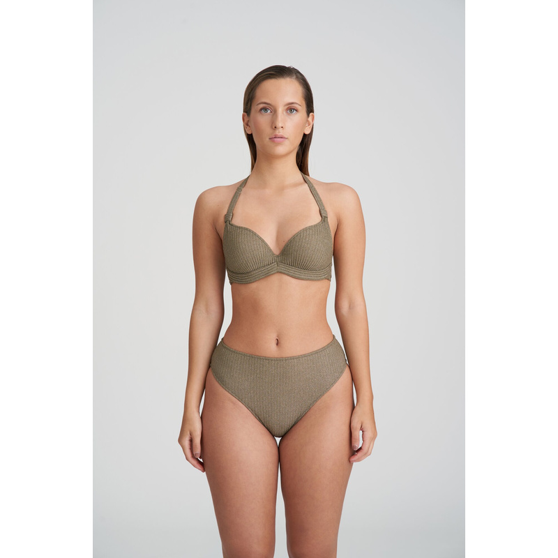 Voorgevormde Plunge Bikinitop in het Golden olive