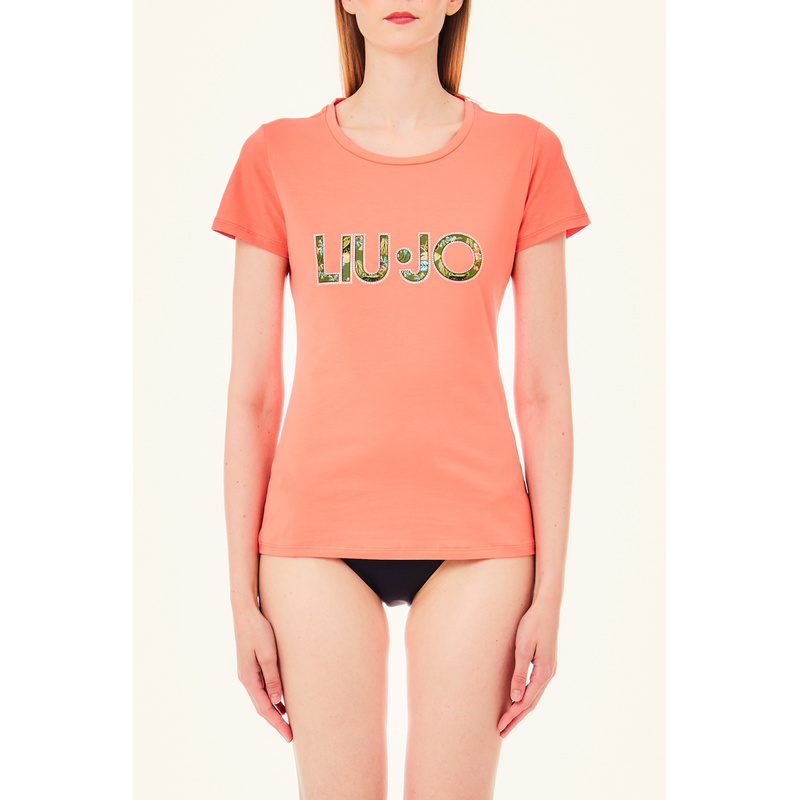 T-shirt in het Coral/kaki