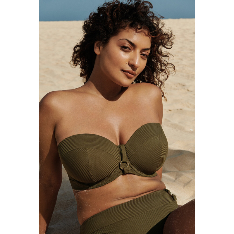Voorgevormde Bikinitop Strapless in het Olive