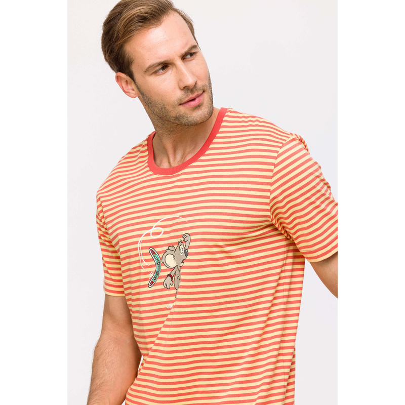 Heren Pyjama Korte Broek in het Streep geel Heren Pyjama Korte Broek in het Streep geel