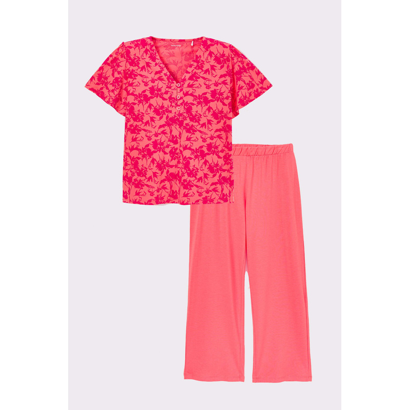 Pyjama Lange Broek in het Oranje/fuchsia