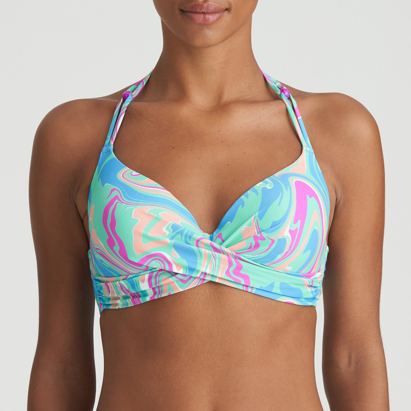Voorgevormde Plunge Bikinitop in het Ocean swirl