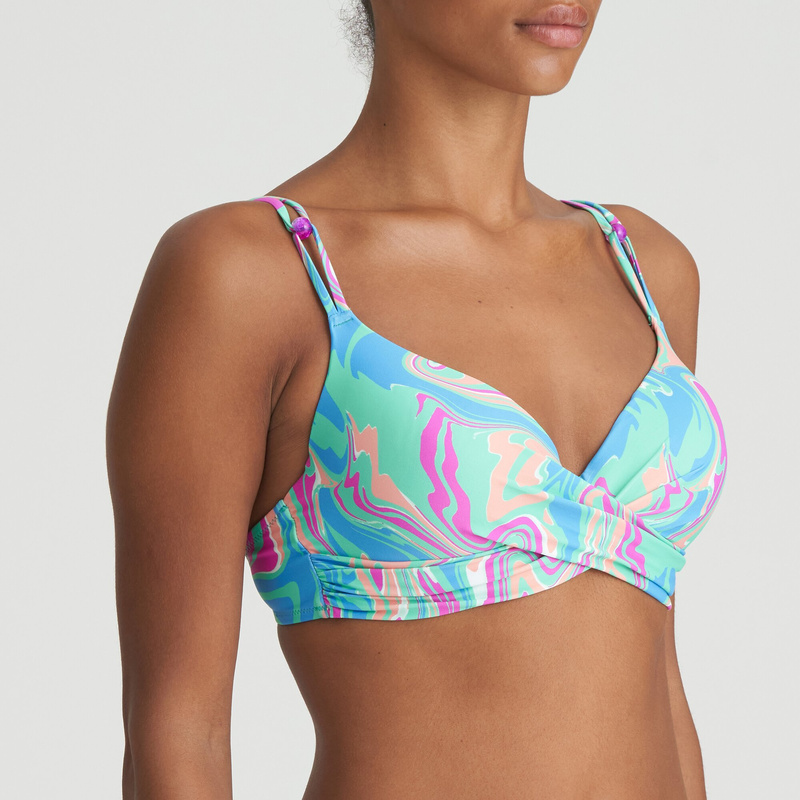 Voorgevormde Plunge Bikinitop in het Ocean swirl