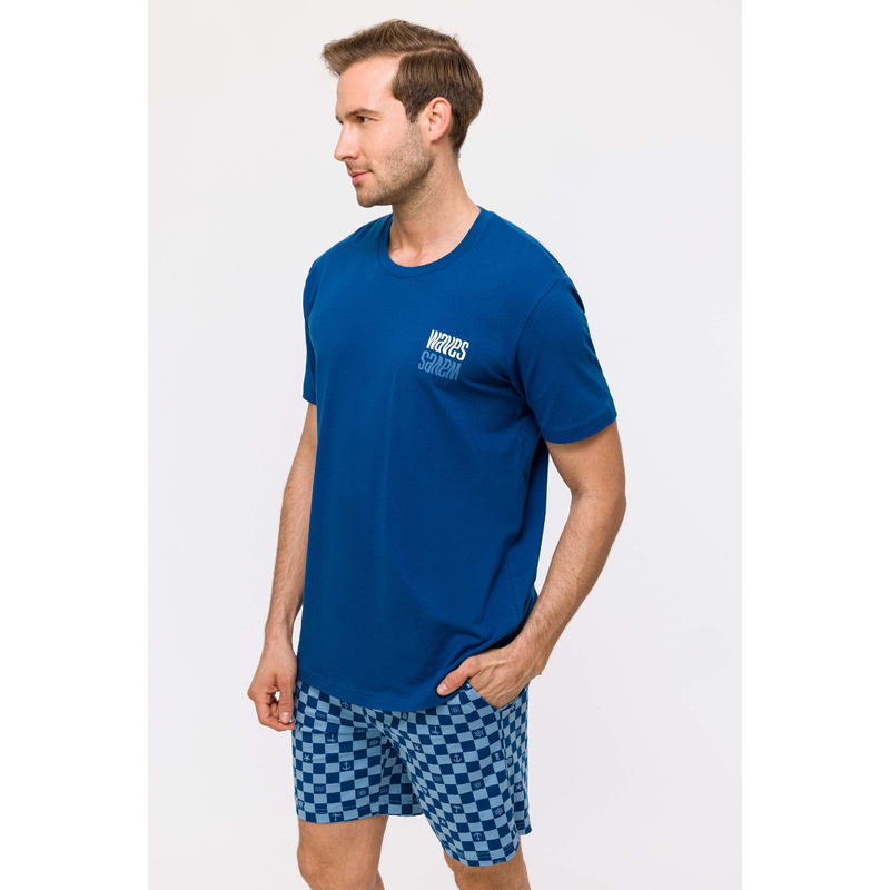 Heren Pyjama Korte Broek in het Donkerblauw
