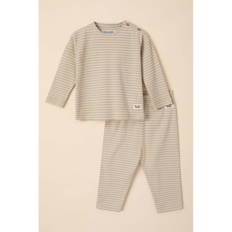 Unisex Pyjama  en Blauw/crème