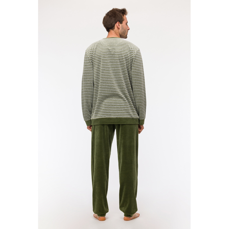 Pyjama en Groen - grijze streep