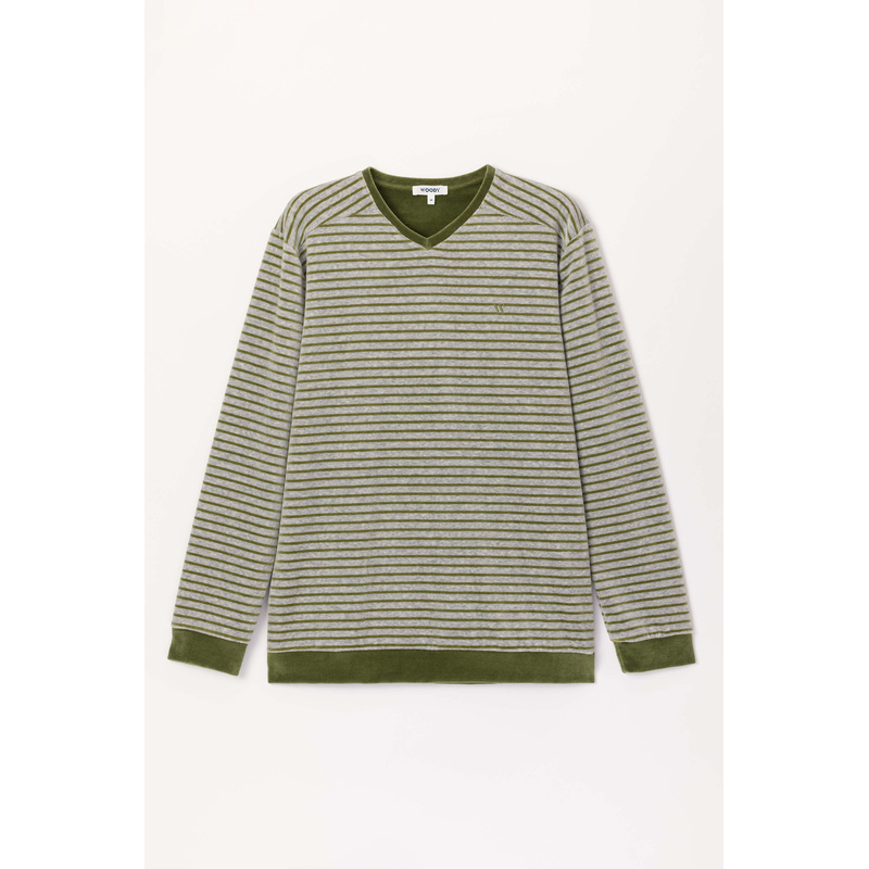 Pyjama in het Groen - grijze streep Pyjama in het Groen - grijze streep