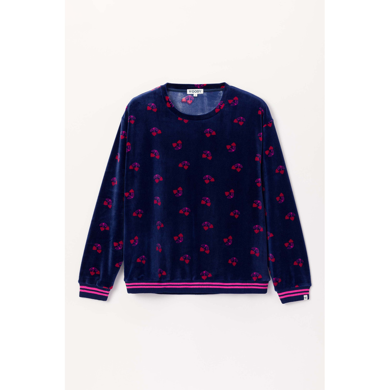 Pyjama en Kersjes print donkerblauw