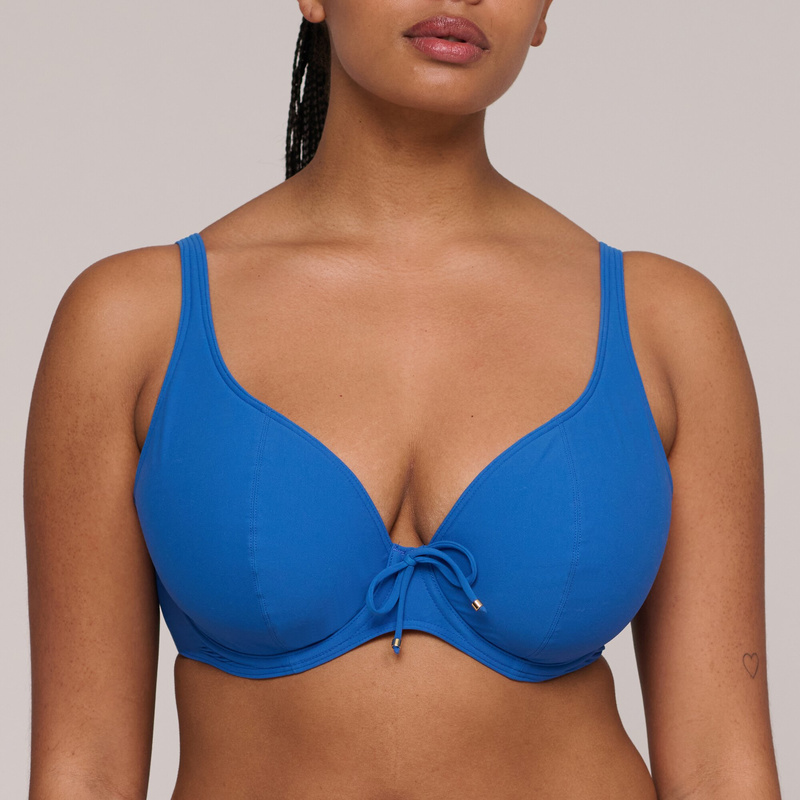 Voorgevormde Plunge Bikinitop en Delphinium cheer blue