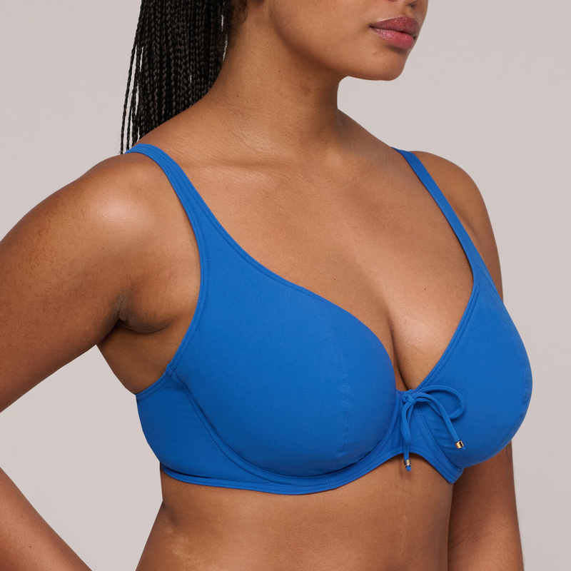 Voorgevormde Plunge Bikinitop en Delphinium cheer blue