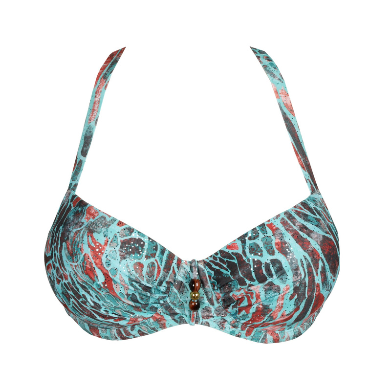 Voorgevormde Balconette Bikinitop en Turquoise seas