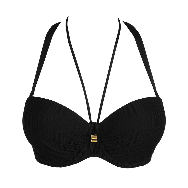 Voorgevormde Strapless Bikinitop en Noir