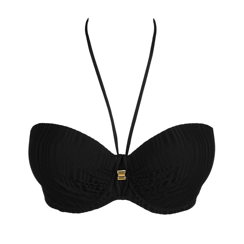 Voorgevormde Strapless Bikinitop en Noir