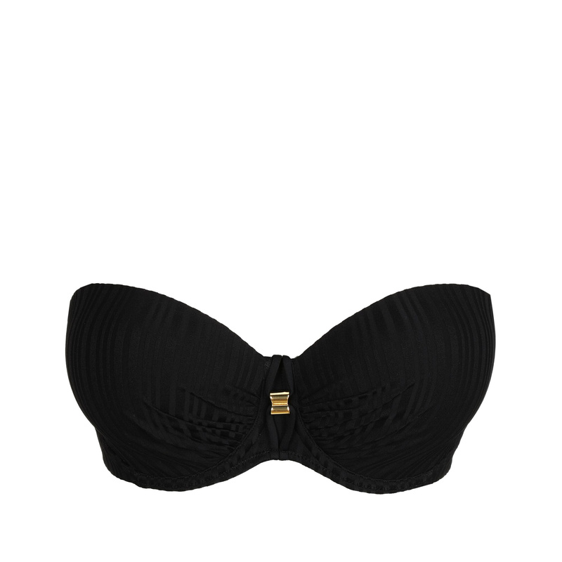 Voorgevormde Strapless Bikinitop en Noir