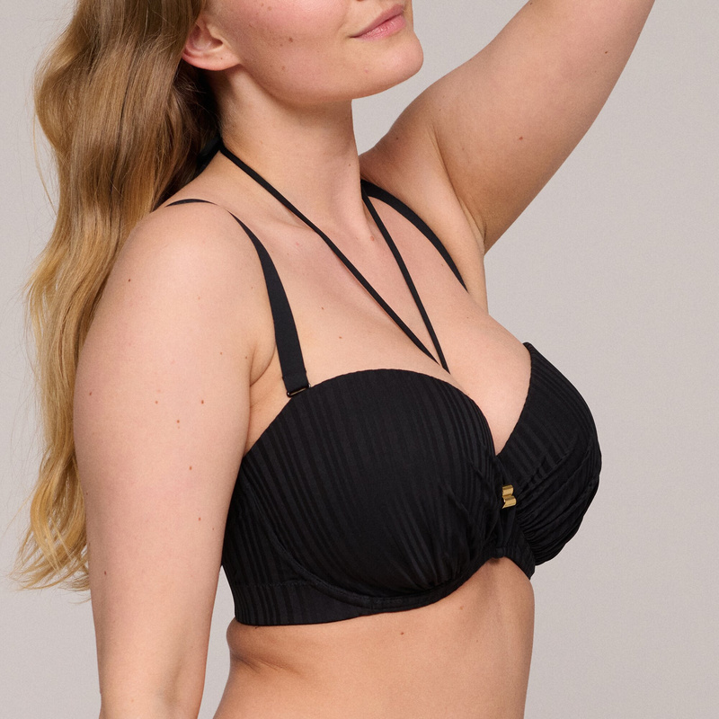 Voorgevormde Strapless Bikinitop en Noir