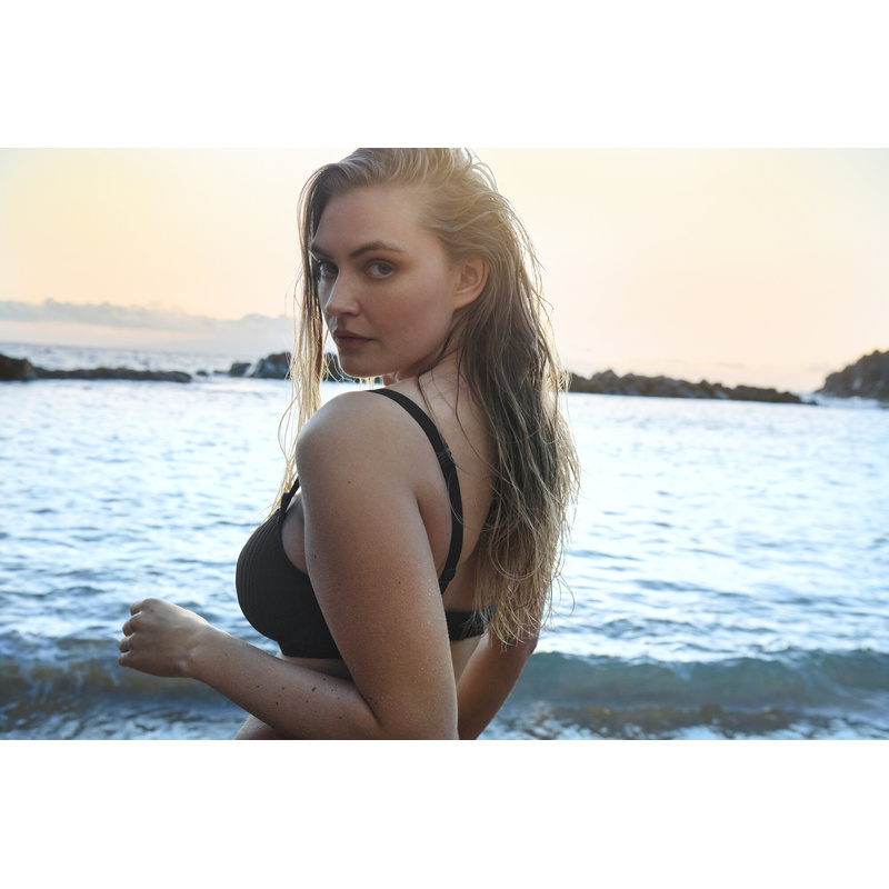 Voorgevormde Strapless Bikinitop en Noir