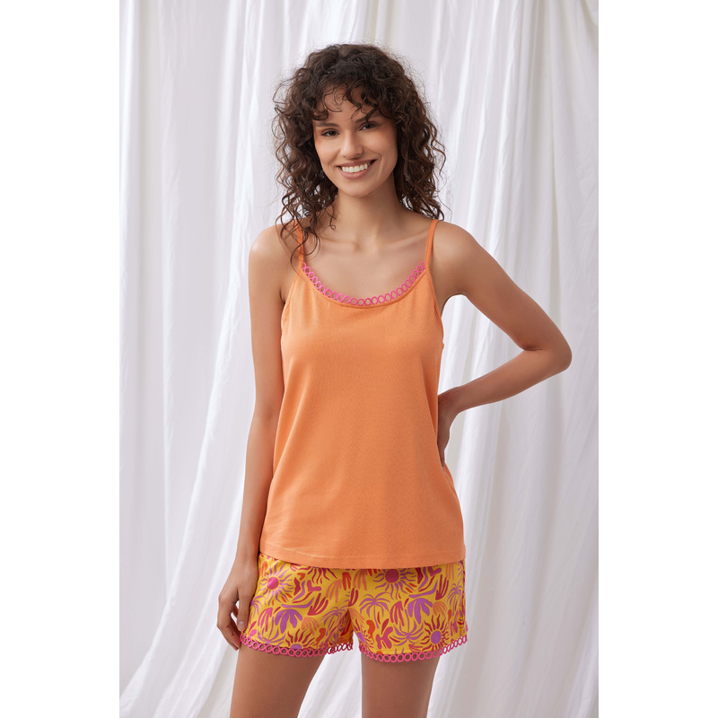 Pyjama Korte Broek in het Zacht oranje