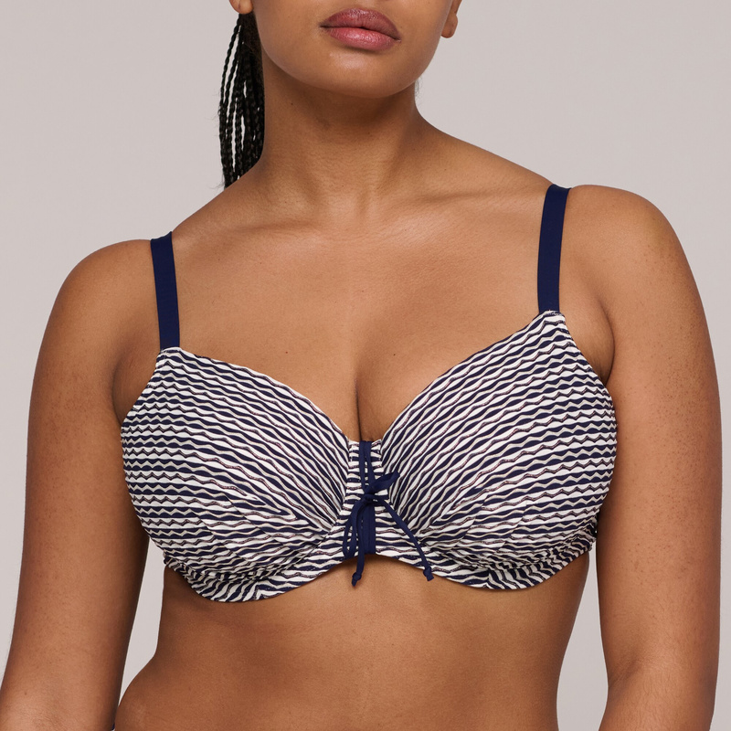 Voorgevormde Balconette Bikinitop en Water Blue