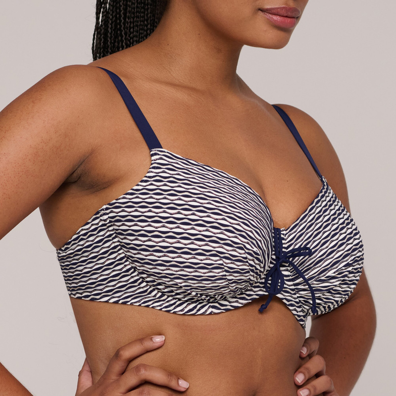 Voorgevormde Balconette Bikinitop en Water Blue