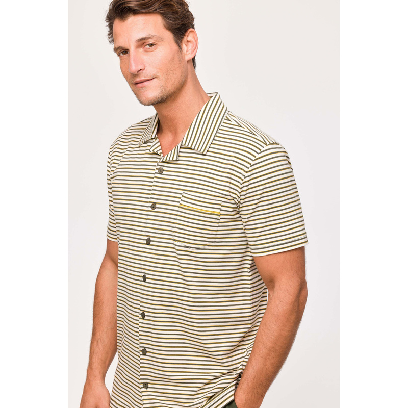 Pyjama Korte Broek en Beige streep