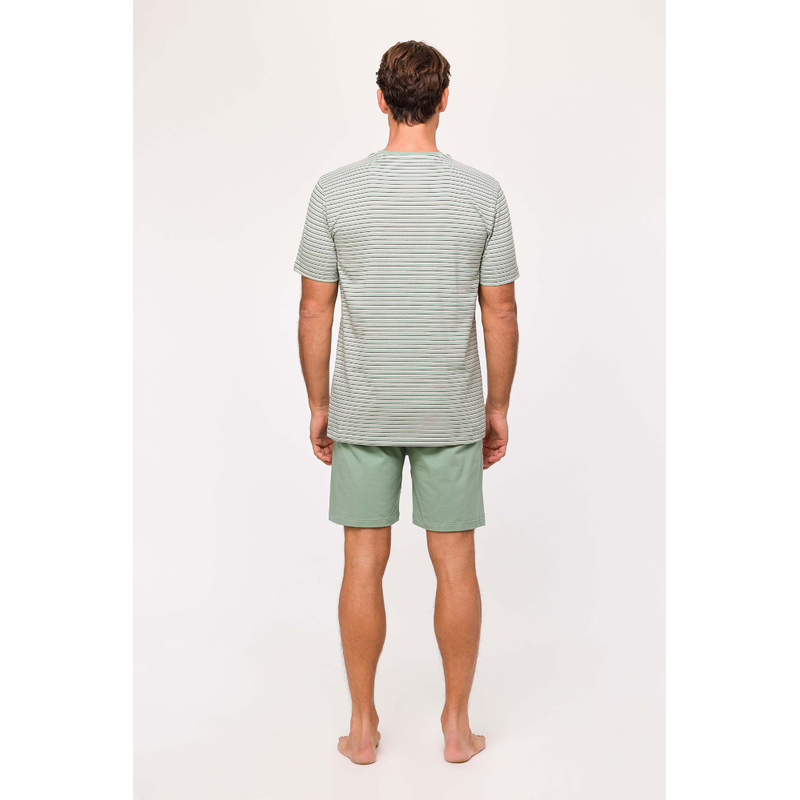 Pyjama Korte Broek en Khaki-grijze streep