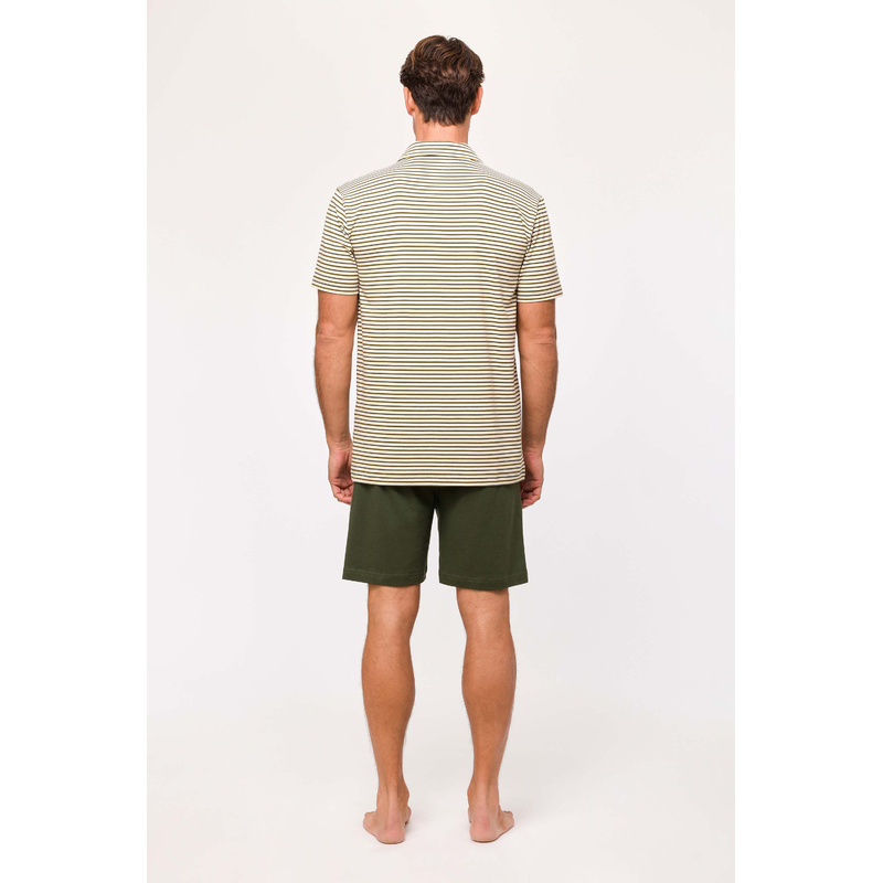Pyjama Korte Broek en Beige streep