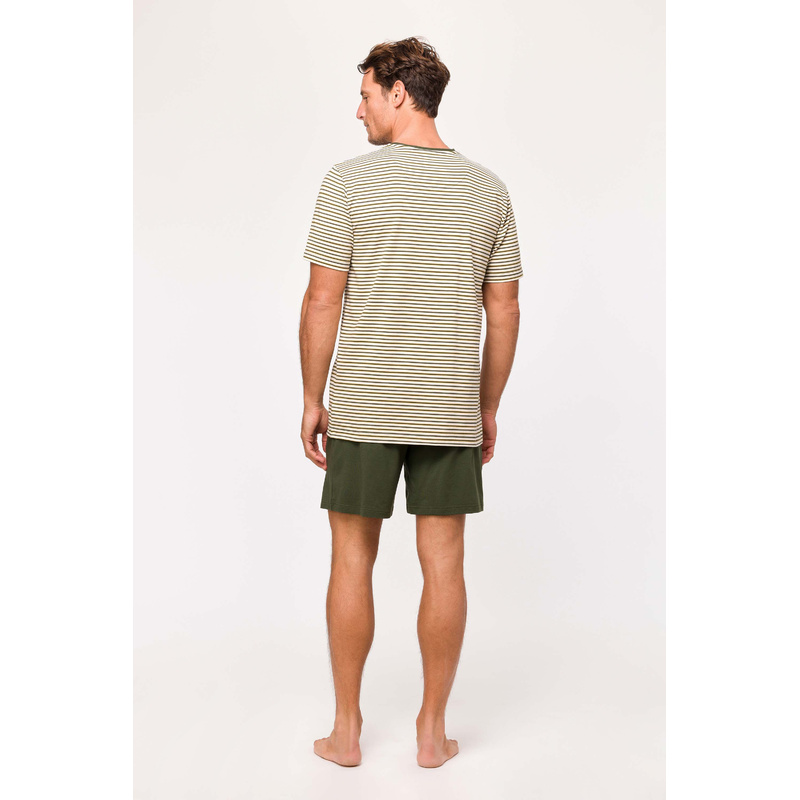 Pyjama Korte Broek en Beige streep