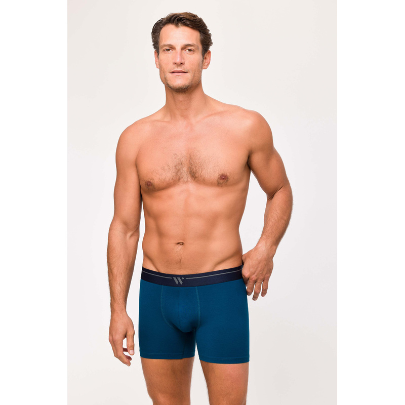 Duopack Boxershorts en Donkerblauw + bladeren print