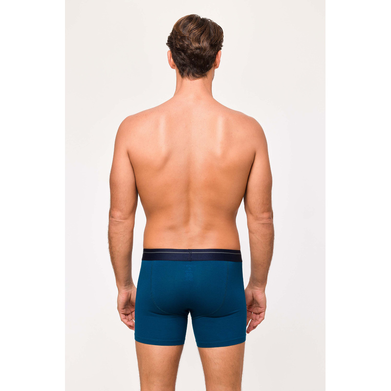 Duopack Boxershorts en Donkerblauw + bladeren print
