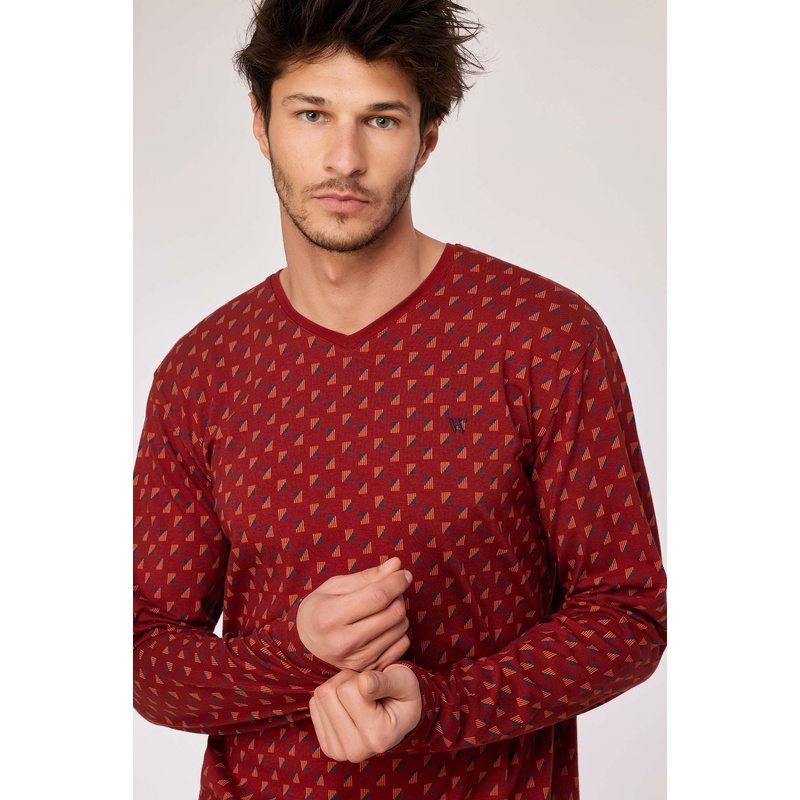 Pyjama en Donkerrode geometrische print